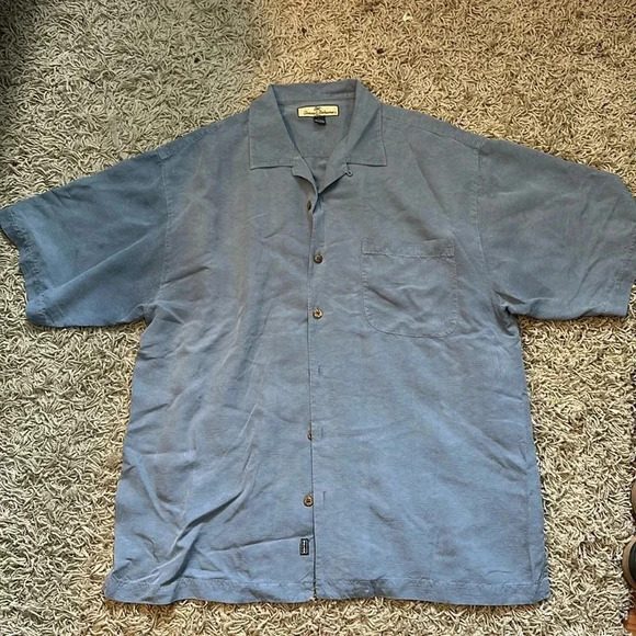 Tommy Bahama VTG Y2K Old Money Cabancore 100%Silk Blue Button Down Shirt SzL - Picture 2 of 6
